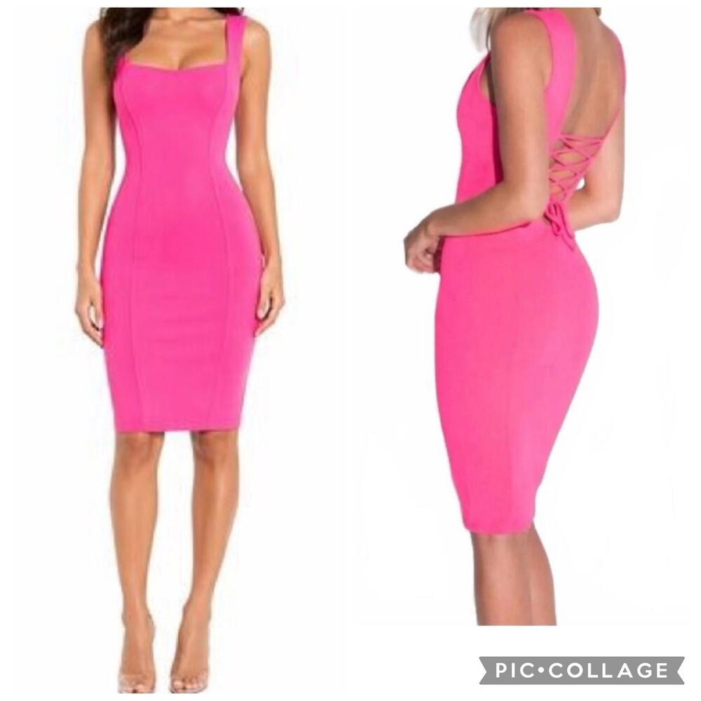 NEW TA3 Squarely Pencil Dress Bright Pink Size Small R/L Corset Back